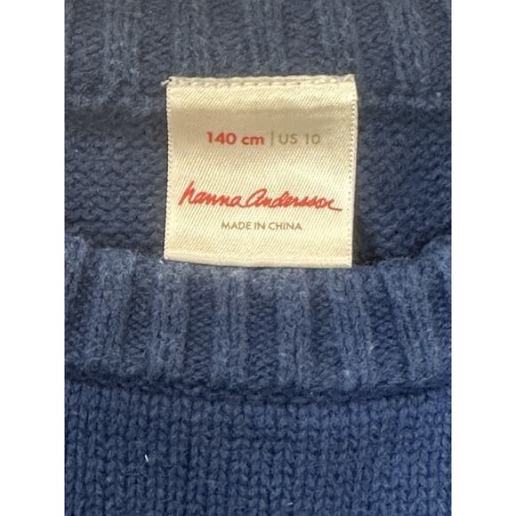 Hanna Andersson Wool Blend Nordic Striped Sweater Boys Size 140 US 10 Gray - Picture 2 of 9
